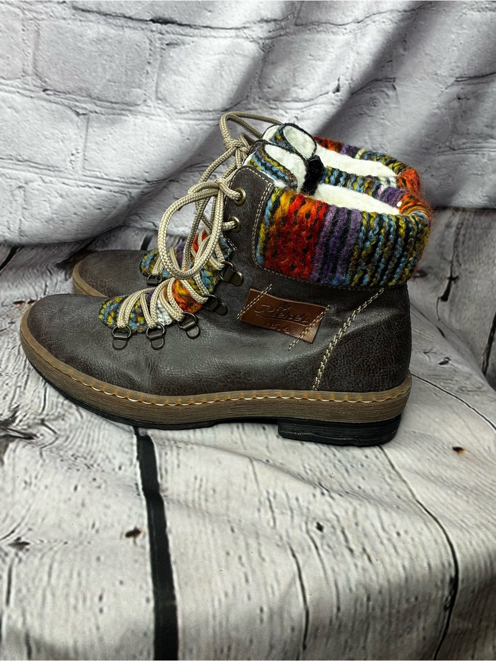 Rieker Cabincore Gorpcore Boho Sherpa Lined Felicitas Ankle Boots US 6.5 EU 37